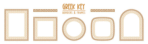 ilustrações de stock, clip art, desenhos animados e ícones de greek key frames and borders collection. decorative ancient meander - mosaic greek culture mythology ancient