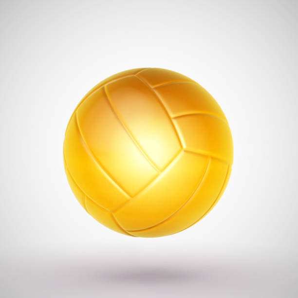 ilustrações, clipart, desenhos animados e ícones de bola de voleibol 3d realista em fundo branco. prêmio ou taça para vencedor de jogos esportivos. - gold ball sphere basketball