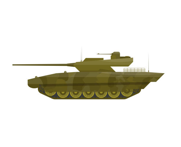 illustrations, cliparts, dessins animés et icônes de char militaire isolé. véhicule de combat à puissance de feu de guerre. illustration vectorielle plate. - tank top illustrations