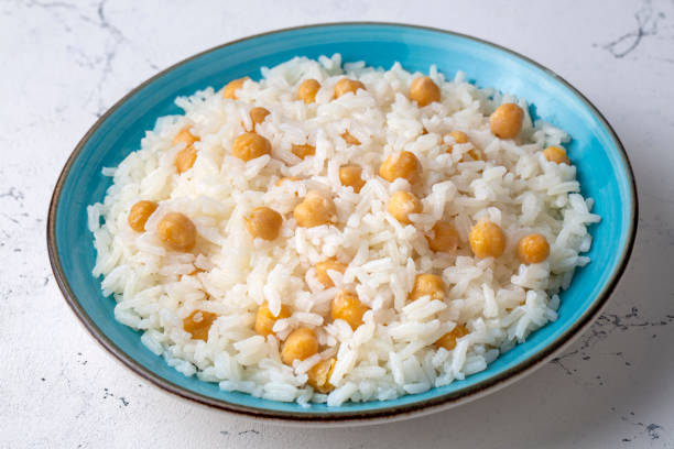 istock Turkish Rice with chickpea served, Turkish name; Nohutlu pilav or pilaf 1439937821