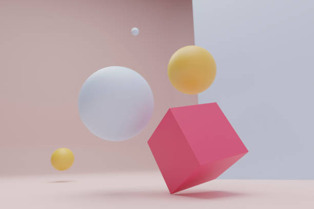 istock Three dimensional Abstract Flying Shapes on Colorful Background 1439938138