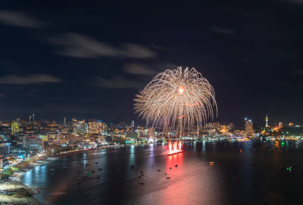 Celebrating fireworks in New Year Pattaya, Thailand