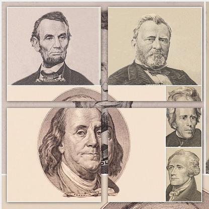 Banner with Portrait Presidents Of The United States.