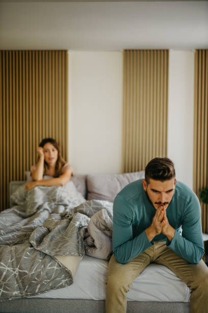 Couple after arguing stock photo