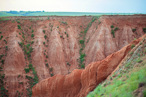 Beautiful natural landscape. A dip in the Earth's crust. Beautiful ravine. Alexandrovsky graben in the Volgograd region