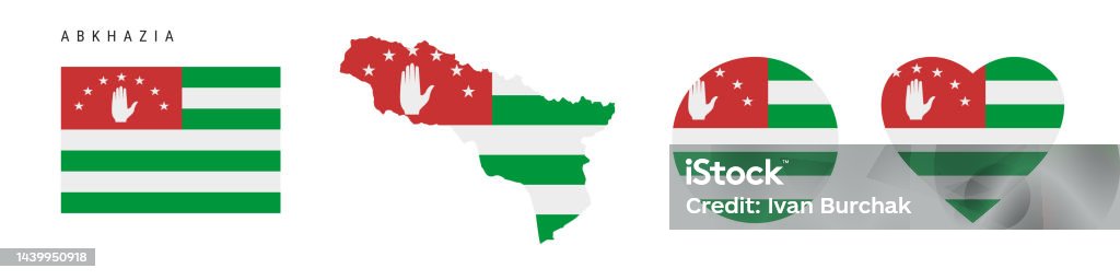 Abchasien Flagge In Verschiedenen Formen Symbolsatz Flache ...