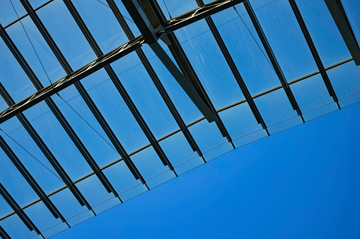 abstract shapes of modern building glass roof, with structural lines