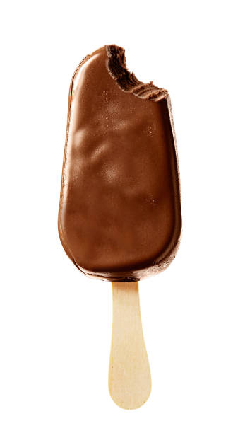 Chocolate ice cream on stick. stock photo