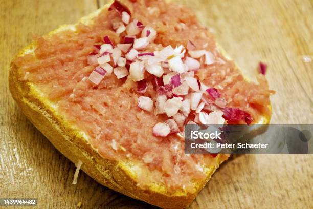 Mett Roll With Onions Stock Photo - Download Image Now - Bread, Breakfast, Bun - Bread