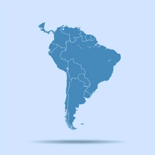 Vector illustration of South America map