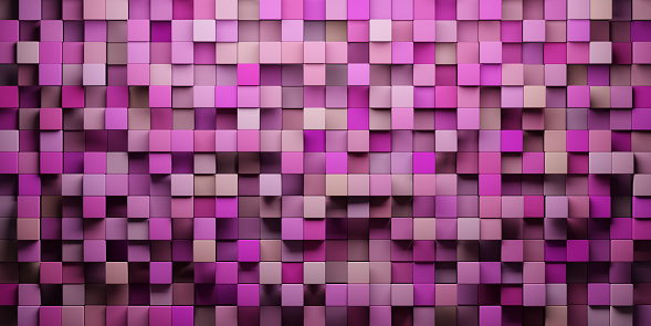 3D rendering wallpaper background of red-tone random shuffled cubes.