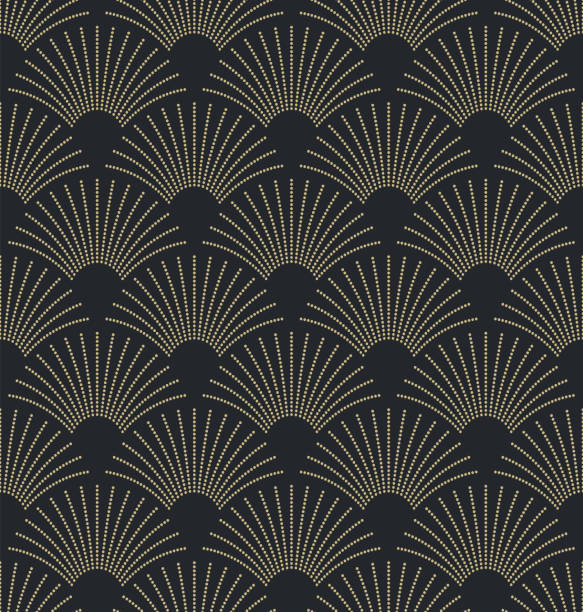 アールデコの幾何学的なシームレスなパターン。1920年代のビンテージ壁紙。レトロなスタイルのベクター画像背景、壁紙、包装紙、布地、カバー、パッケージ用のトレンディでエレガントな - art deco 1930s style pattern design点のイラスト素材／クリップアート素材／マンガ素材／アイコン素材
