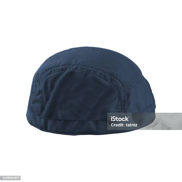 A Blue Hat Is On White Background Stock Photo - Download Image Now - Beret, Blue, Casual Clothing