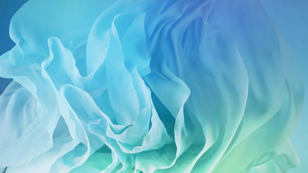 istock 3d render, abstract turquoise blue background of drapery layers and folded textile ruffle, flowing fabric macro, wavy fashion wallpaper 1439973599