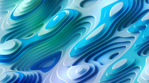 istock 3d render, abstract turquoise blue background, texture with smooth glass shapes and wavy lines, wallpaper with ripples 1439973657