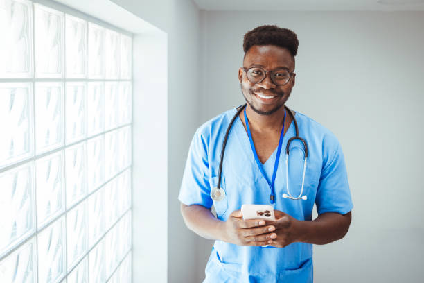 Medical professional working in a hospital. stock photo