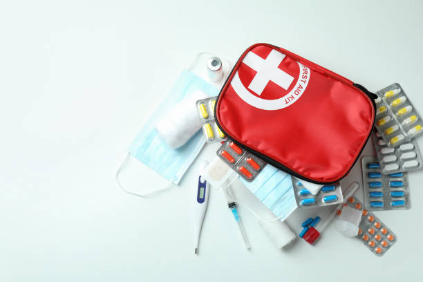 istock First aid medical kit on white background 1439975177