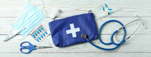 istock First aid medical kit on white wooden table 1439975357