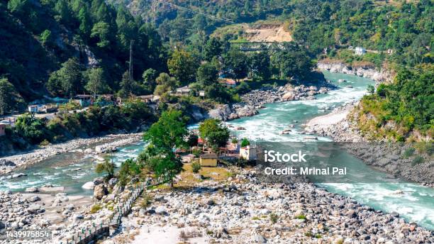 Nandaprayag Confluence Of Alaknanda River And Nandakini River Stock Photo - Download Image Now