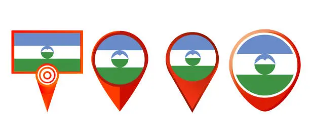 Vector illustration of Kabardino-Balkarian Republic flag icon . web icon set . icons collection flat. Simple vector illustration.