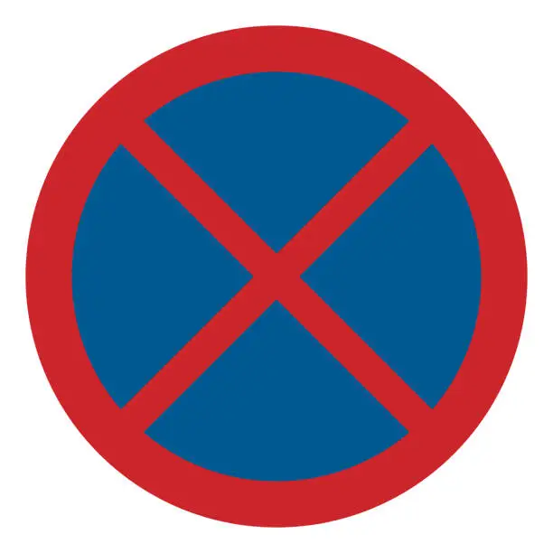 Vector illustration of Prohibited road signs. No stopping. Traffic signs.
