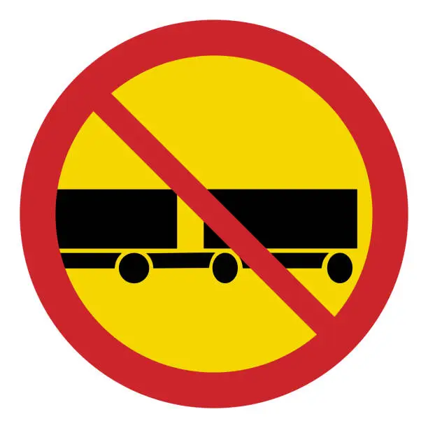 Vector illustration of Prohibited road signs. No trailer allowed. Traffic signs.