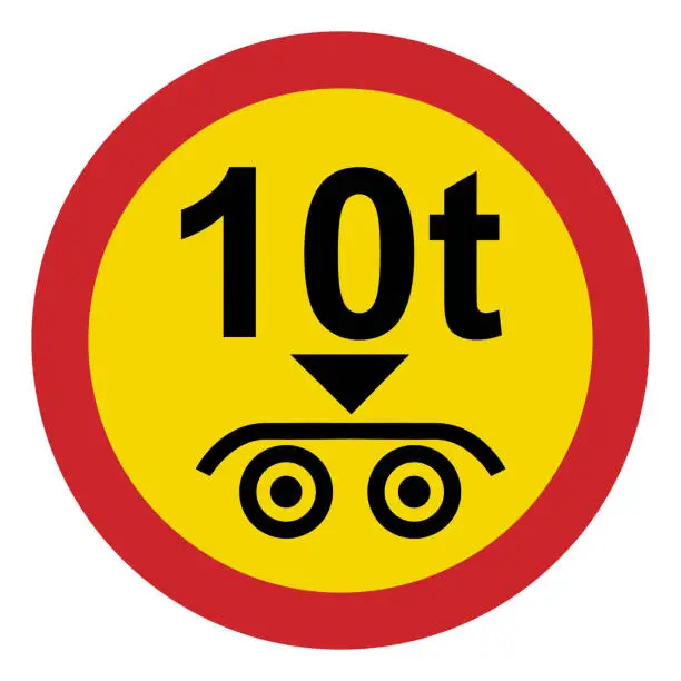 Vector illustration of Prohibited road signs. Trolley load limit. Traffic signs.