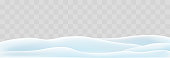 istock Snowdrifts isolated on transparent background. Snow landscape decoration, frozen hiils. Empty snowbanks field. Christmas vector illustration. Transparent background. 1439980845