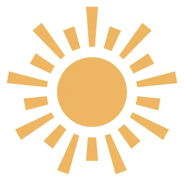 Vector illustration of Summer heat symbol. Yellow flat sun icon