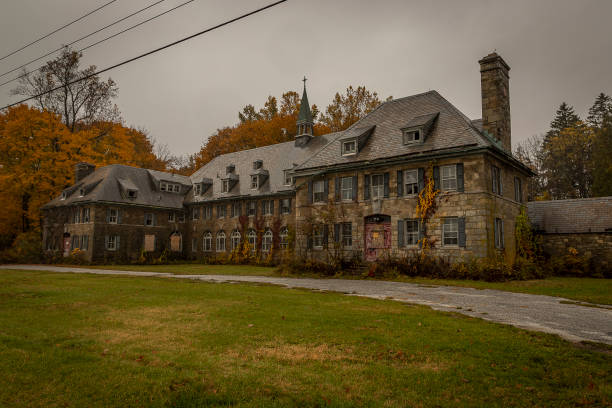 Abandoned abbey in autumn