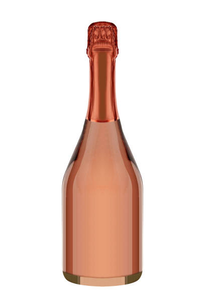 бутылка шампанского, изолированные на бело�м фоне  - champagne pink bottle isolated стоковые фото и изображения