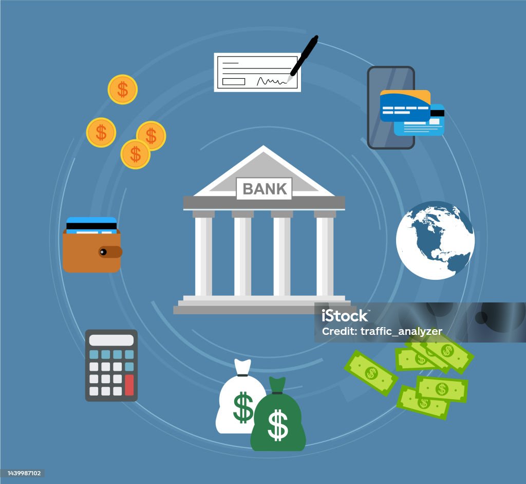 Basic Banking Graphics Bank Flat Design Stock Illustration - Download Image Now - Banking ...