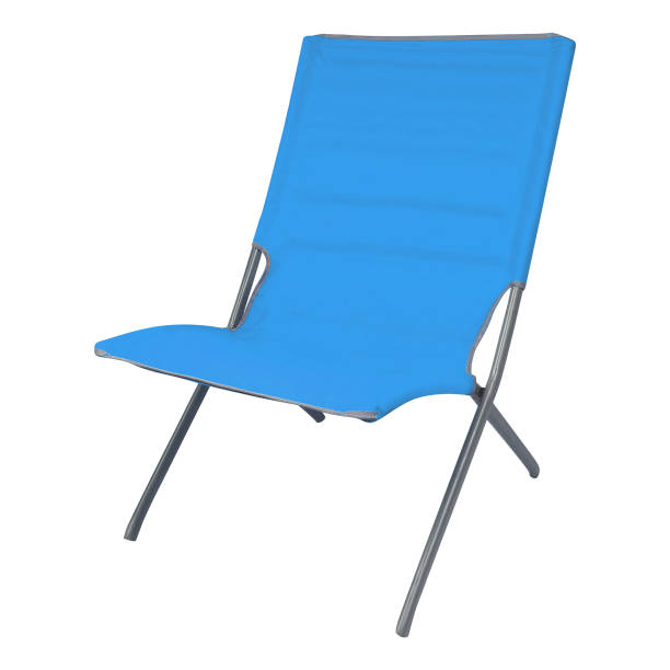 istock Blue summer deckchair isolated on a white background 1439987475