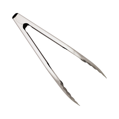 Serving kitchen tongs isolated on a white