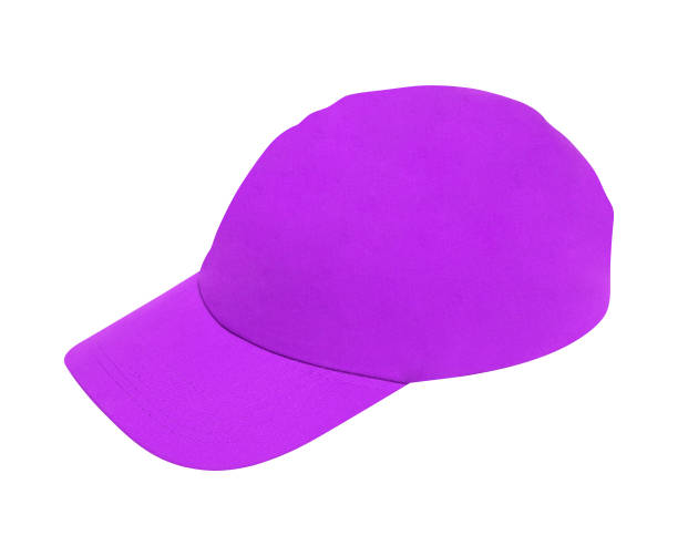 chapéu de beisebol roxo isolado em branco - head ware - fotografias e filmes do acervo