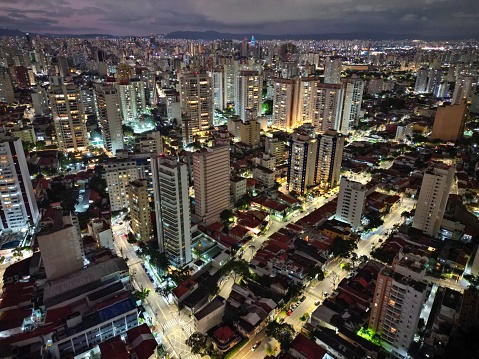 Aerial view of São Paulo city at dusk