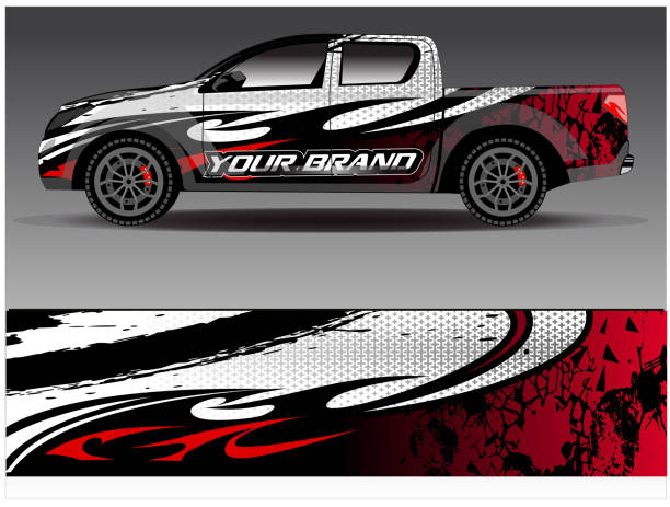 car wrap design-vektor. grafische abstrakte streifen-rennhintergrund-kit-designs für wrap-fahrzeug-rennwagen-rallye-abenteuer und lackierung - einwickeln stock-grafiken, -clipart, -cartoons und -symbole