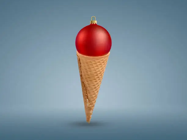 Christmas ice cream shape idea with cone, merry christmas, happy christmas concept