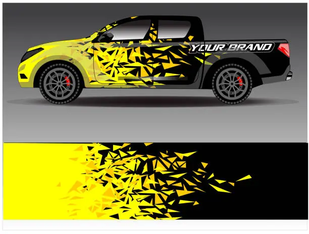 Vector illustration of Car wrap design vector. Graphic abstract stripe racing background kit designs for wrap vehicle  race car  rally  adventure and livery