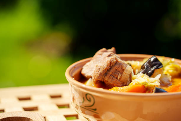 istock Vegetable Shorba in clay bowl on the table. 1440001108