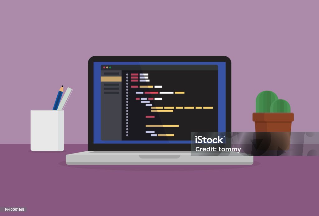 A Programmer Writes A Computer Language Stock Illustration - Download ...