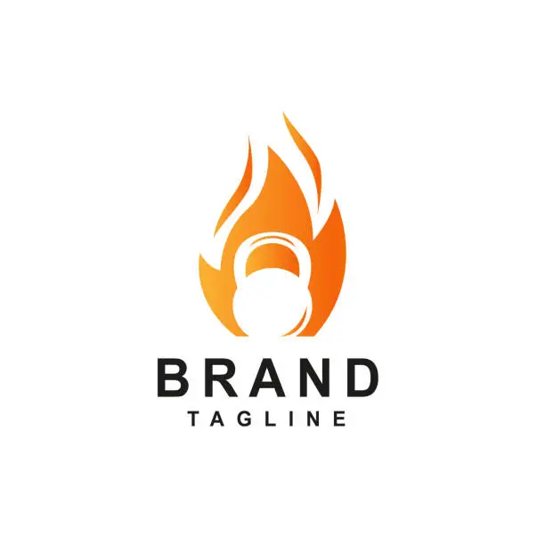 Vector illustration of professional logo template. Fire with a weight. Can be used for store logos, company names, trademarks, logistics, sports centers. Vector illustration