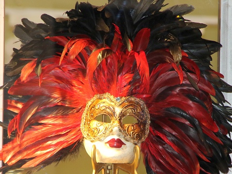 Venetian Carnival mask, a vintage masquerade accessory isolated