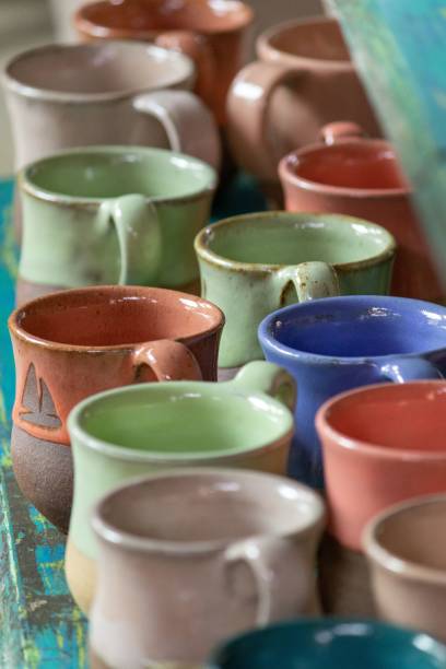 istock Handmade ceramic cups, closeup shot 1440010874