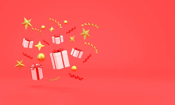 istock Christmas background with gift boxes, stars, circles and gold. 1440011766
