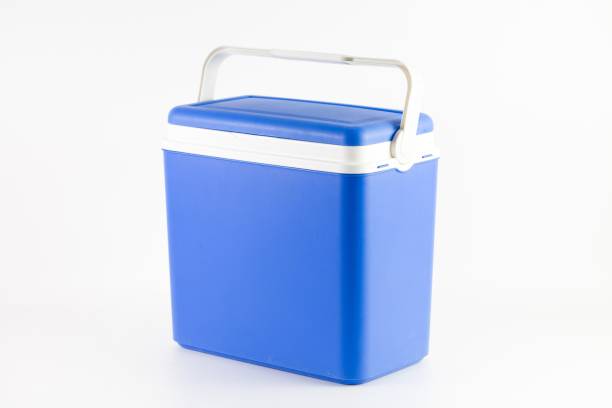 istock Blue cool box with a white holder isolated on a white background 1440013666