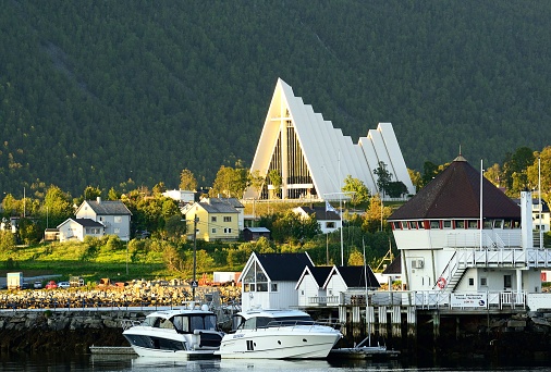 Norway, Norway – June 30, 2014: A beautiful shot of the Arctic Cathedral in Tromso, Norway