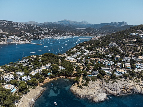 A scenic bird's eye view of the beautiful Port of Andraitx in Mallorca