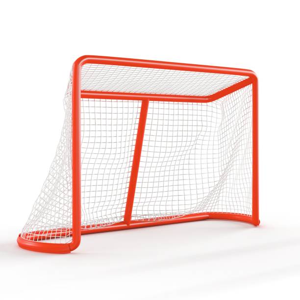 istock 3D render of a red hokey net isolated on a white background 1440020957