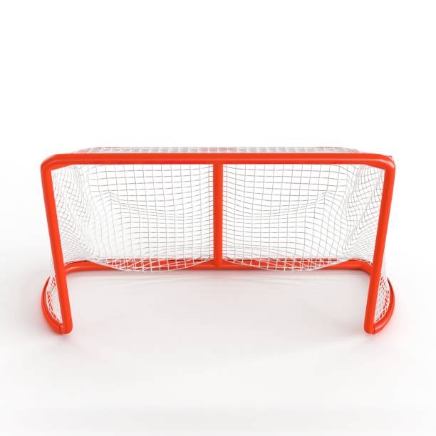 istock 3D render of a red hockey net isolated on a white background 1440020959
